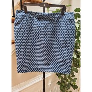 Loft Women's Blue Doted Polyester Straight Pencil Casual Short Skirt‎ Size 14